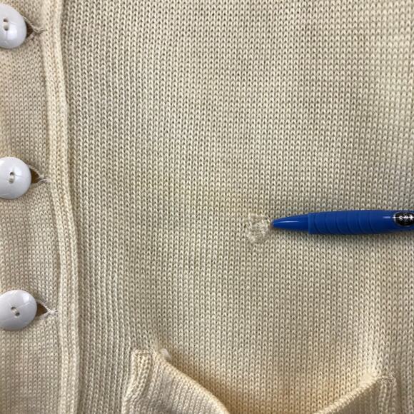 Vintage Revere Cardigan Sweater Wool Cream Grandpa Grunge Kurt Cobain S - Picture 4 of 8